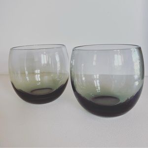 4 Vintage smoked roly poly cocktail glasses